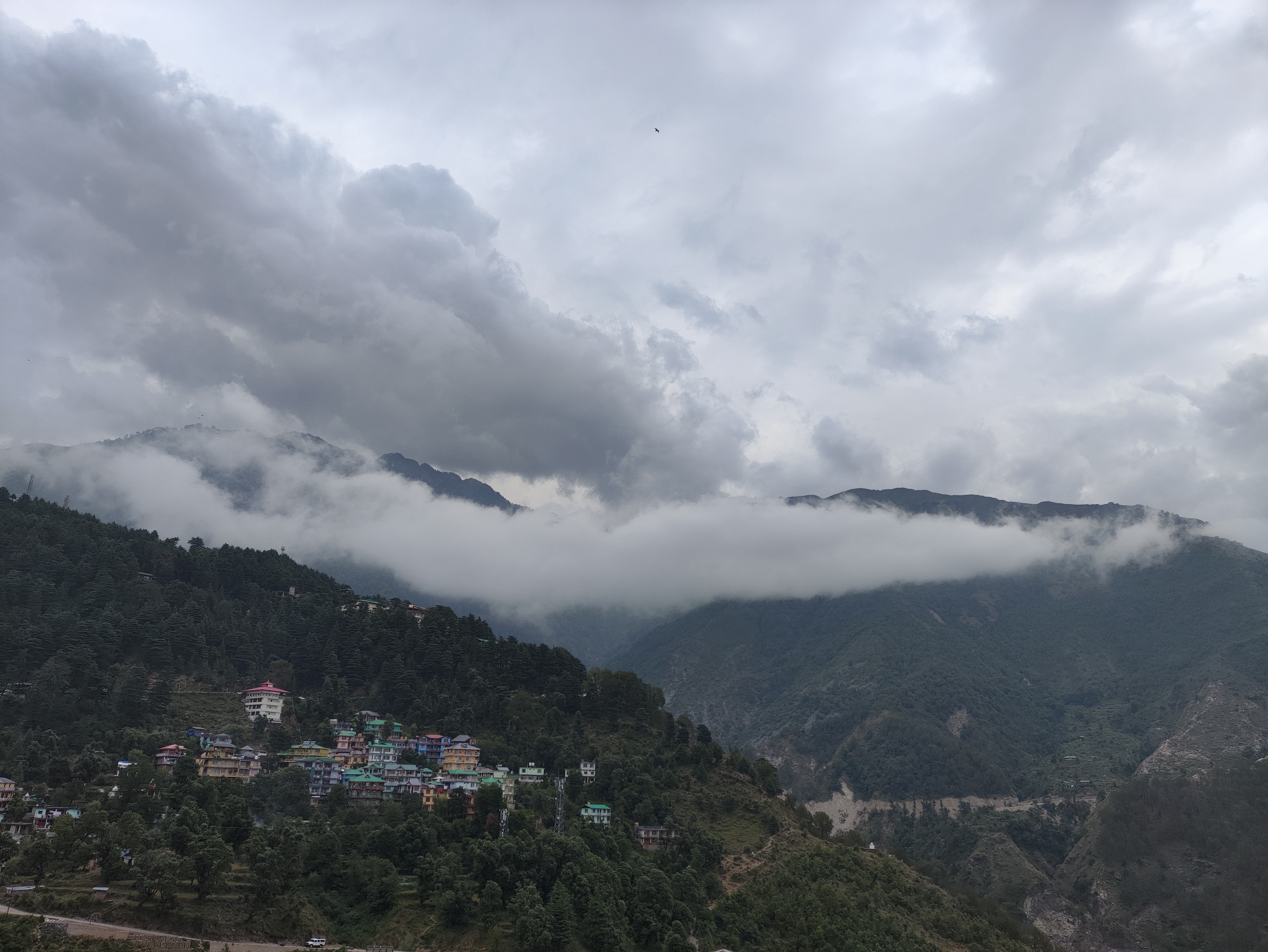 Stunning Dhauladhar mountains in clouds from McLeod Ganj